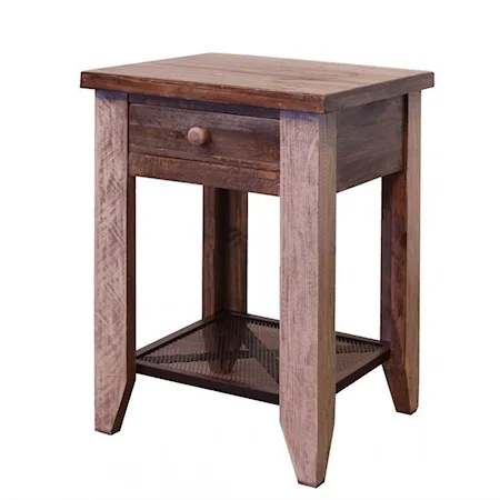 Rustic End Table with 1 Drawer